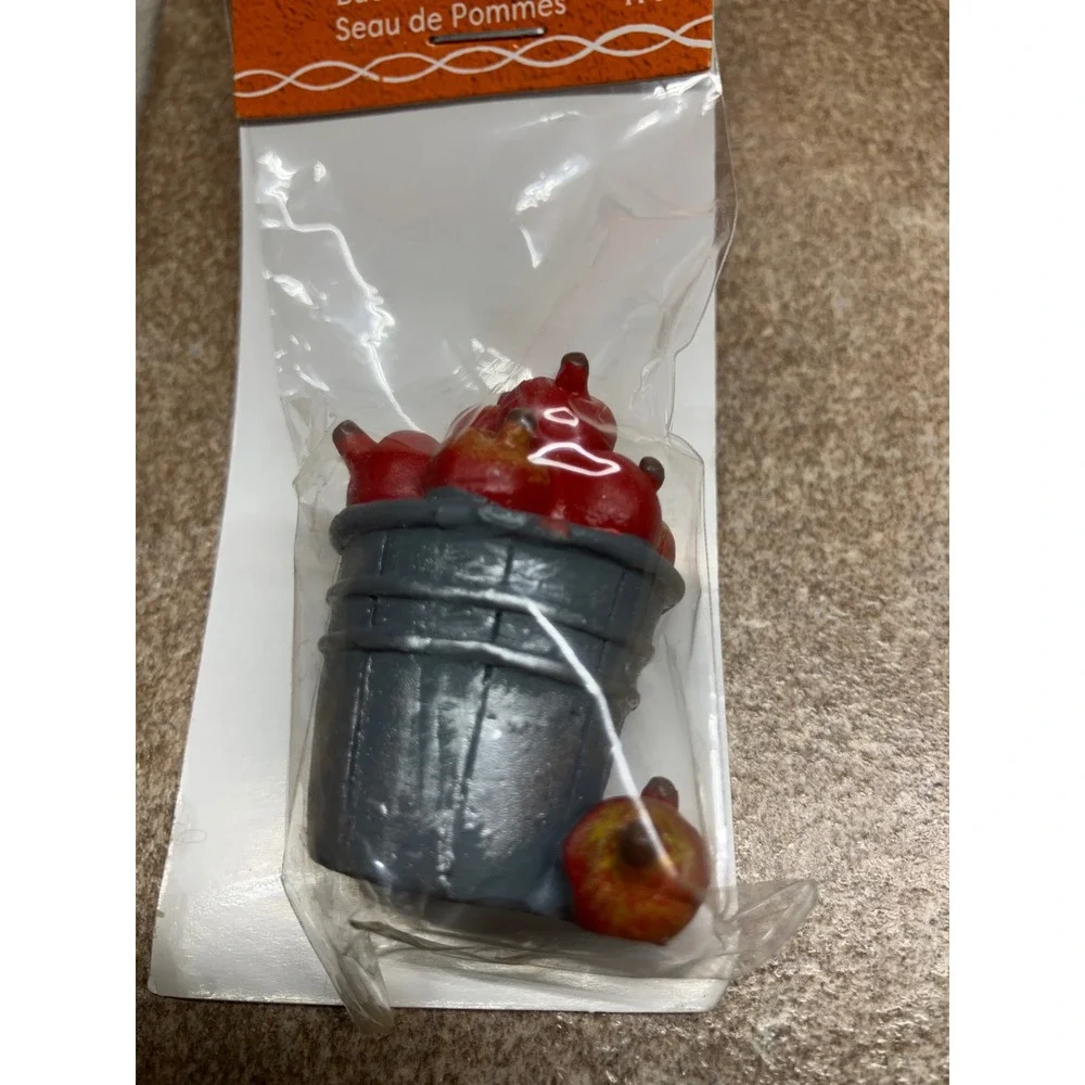 Ashland Fall Mini Decoration Bucket of Apples Red Grey Autumn Miniature 745592
